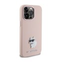 Karl Lagerfeld Silicone Choupette Metal Pin - iPhone 15 Pro Case (pink)