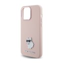 Karl Lagerfeld Silicone Choupette Metal Pin - iPhone 15 Pro Case (pink)