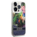 Guess Liquid Glitter Flower - Case for iPhone 14 Pro Max (Blue)