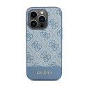 Guess 4G Bottom Stripe Metal Logo Collection - Case for iPhone 15 Pro (blue)