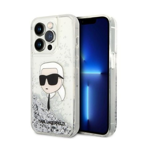 Karl Lagerfeld Liquid Glitter NFT Karl's Head - Case for iPhone 14 Pro Max (Silver)