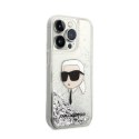 Karl Lagerfeld Liquid Glitter NFT Karl's Head - Case for iPhone 14 Pro Max (Silver)