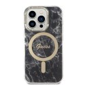 Guess Bundle Pack MagSafe IML Marble - Set of case for iPhone 14 Pro Max + MagSafe charger (Black/Gold)