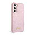 Guess Glitter Flakes Metal Logo Case - Case for Samsung Galaxy S23 (Pink)