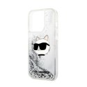 Karl Lagerfeld Liquid Glitter NFT Choupette Head - Case for iPhone 14 Pro (Silver)