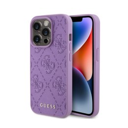 Guess Leather 4G Stamped - Case for iPhone 15 Pro (Purple)
