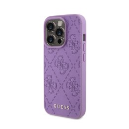 Guess Leather 4G Stamped - Case for iPhone 15 Pro (Purple)