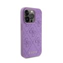 Guess Leather 4G Stamped - Case for iPhone 15 Pro (Purple)