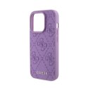 Guess Leather 4G Stamped - Case for iPhone 15 Pro (Purple)