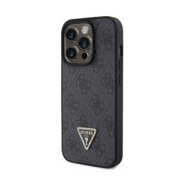 Guess Leather 4G Triangle Strass - Case for iPhone 15 Pro Max (Black)