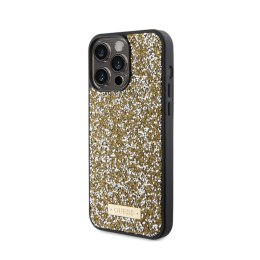Guess Rhinestone Metal Logo - Case for iPhone 15 Pro Max (Yellow)