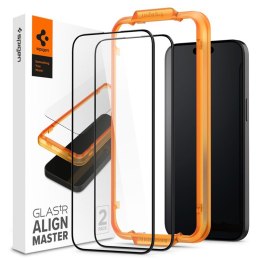 Spigen Alm Glass FC 2-Pack - Tempered glass for iPhone 15 Pro 2 pcs (Black frame)