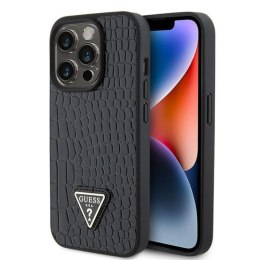 Guess Croco Triangle Metal Logo - iPhone 15 Pro Case (black)