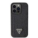 Guess Croco Triangle Metal Logo - iPhone 15 Pro Case (black)