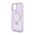 Guess Ring Stand Script Glitter MagSafe - iPhone 15 Case (Purple)