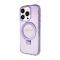 Guess Ring Stand Script Glitter MagSafe - iPhone 15 Pro Max Case (purple)