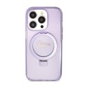 Guess Ring Stand Script Glitter MagSafe - iPhone 15 Pro Max Case (purple)