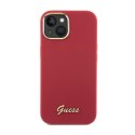 Guess Silicone Script Metal Logo & Frame - iPhone 15 Case (magenta)