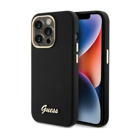 Guess Silicone Script Metal Logo & Frame - iPhone 15 Pro Case (black)