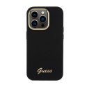 Guess Silicone Script Metal Logo & Frame - iPhone 15 Pro Case (black)