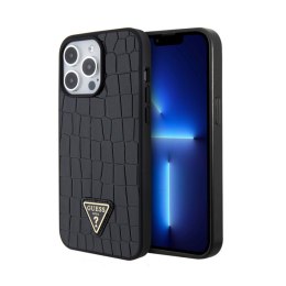 Guess Croco Triangle Metal Logo - Case for iPhone 15 Pro Max (Black)