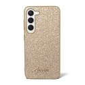 Guess Glitter Flakes Metal Logo Case - Case for Samsung Galaxy S23+ (Gold)