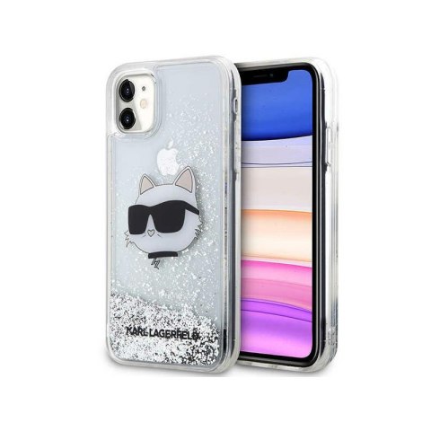 Karl Lagerfeld Liquid Glitter NFT Choupette Head - Case for iPhone 11 (silver)