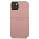 Guess Saffiano Mteal Logo Stripes - Case for iPhone 13 Mini (Pink)