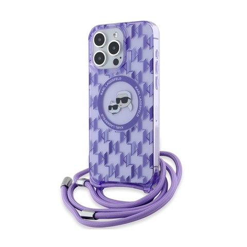 Karl Lagerfeld IML Crossbody Monogram Karl & Choupette Head MagSafe - Case for iPhone 15 Pro (Purple)