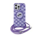 Karl Lagerfeld IML Crossbody Monogram Karl & Choupette Head MagSafe - Case for iPhone 15 Pro (Purple)