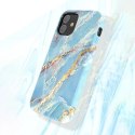 Kingxbar Marble Series eleganckie etui pokrowiec z nadrukiem marmur iPhone 12 mini niebieski