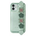 Kingxbar Sweet Series żelowe etui ozdobione oryginalnymi Kryształami Swarovskiego z podstawką iPhone 12 Pro / iPhone 12 zielony