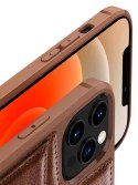 Nillkin Aoge Leather Case elastyczne pancerne etui z prawdziwej skóry z kieszonką iPhone 12 mini brązowy