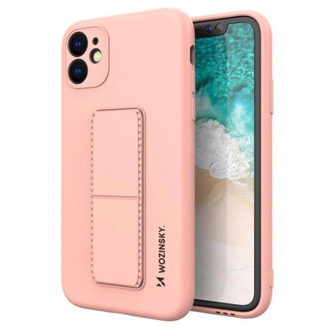 Wozinsky Kickstand Case silikonowe etui z podstawką iPhone 12 Pro różowe