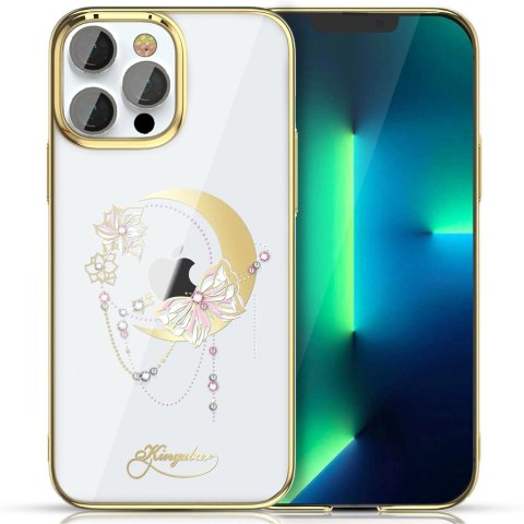 Kingxbar Moon Series luksusowe etui z Kryształami Swarovskiego na iPhone 13 Pro złoty (Butterfly)