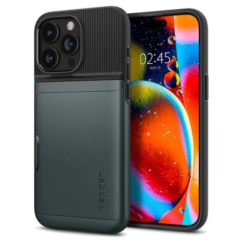 Etui Spigen Slim Armor CS na iPhone 15 Pro Max - ciemnozielone