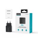 Ładowarka sieciowa Choetech PD6052 USB-C USB-A PD 35W GaN z wyświetlaczem - czarna