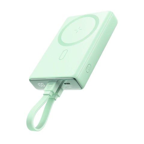 Powerbank Joyroom JR-PBM01 magnetyczny 10000mAh 20W z podstawką + kabel Lightning - USB-C - zielony