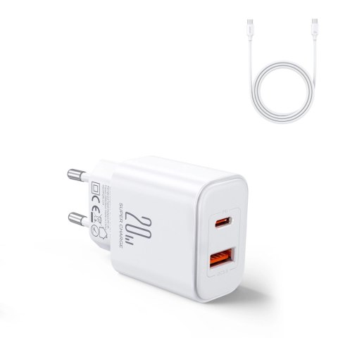 Ładowarka EU Joyroom JR-TCF05 20W USB-A USB-C + kabel USB-C - biała