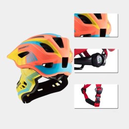 Kask rowerowy Rockbros TT-32SOYB-S dziecięcy z odpinaną szczęką rozmiar S - żółto-pomarańczowy