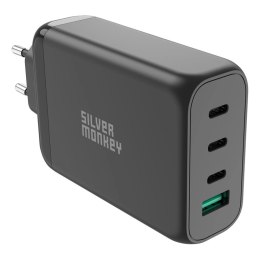 Ładowarka sieciowa Silver Monkey GaN 130W 3x USB-C PD 1x USB-A 3.0 QC - czarna