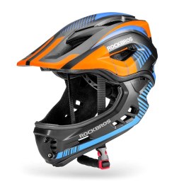 [PO ZWROCIE] Kask rowerowy dziecięcy z odpinaną szczęką Rockbros TT-32SOBL-M rozmiar M - czarno-pomarańczowy