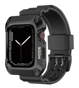 Kingxbar CYF134 2w1 pancerne etui Apple Watch SE, 6, 5, 4 (44 mm) ze stali nierdzewnej z paskiem czarne