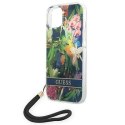 Etui Guess Flower Strap na iPhone 14 - niebieskie