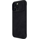 Nillkin Qin Leather Pro Case etui iPhone 14 Pro Max osłona na aparat kabura pokrowiec obudowa z klapką czarny