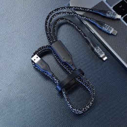 Kabel do szybkiego ładowania 120W 1m 3w1 USB - USB-C / microUSB / Lightning Dudao L22X - srebrny