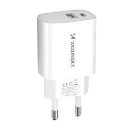 Ładowarka sieciowa Wozinsky WGWCW USB-A USB-C 20W - biała