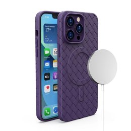 Plecione etui MagSafe Woven Case do iPhone 15 - fioletowe