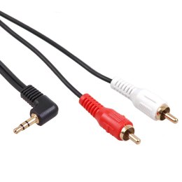 Przewód mini jack 3,5mm kątowy 2RCA 1m MCTV-824 Czarny