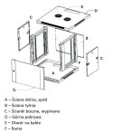 Szafka wisząca rack 4U 600x600 czarna szklane drzwi